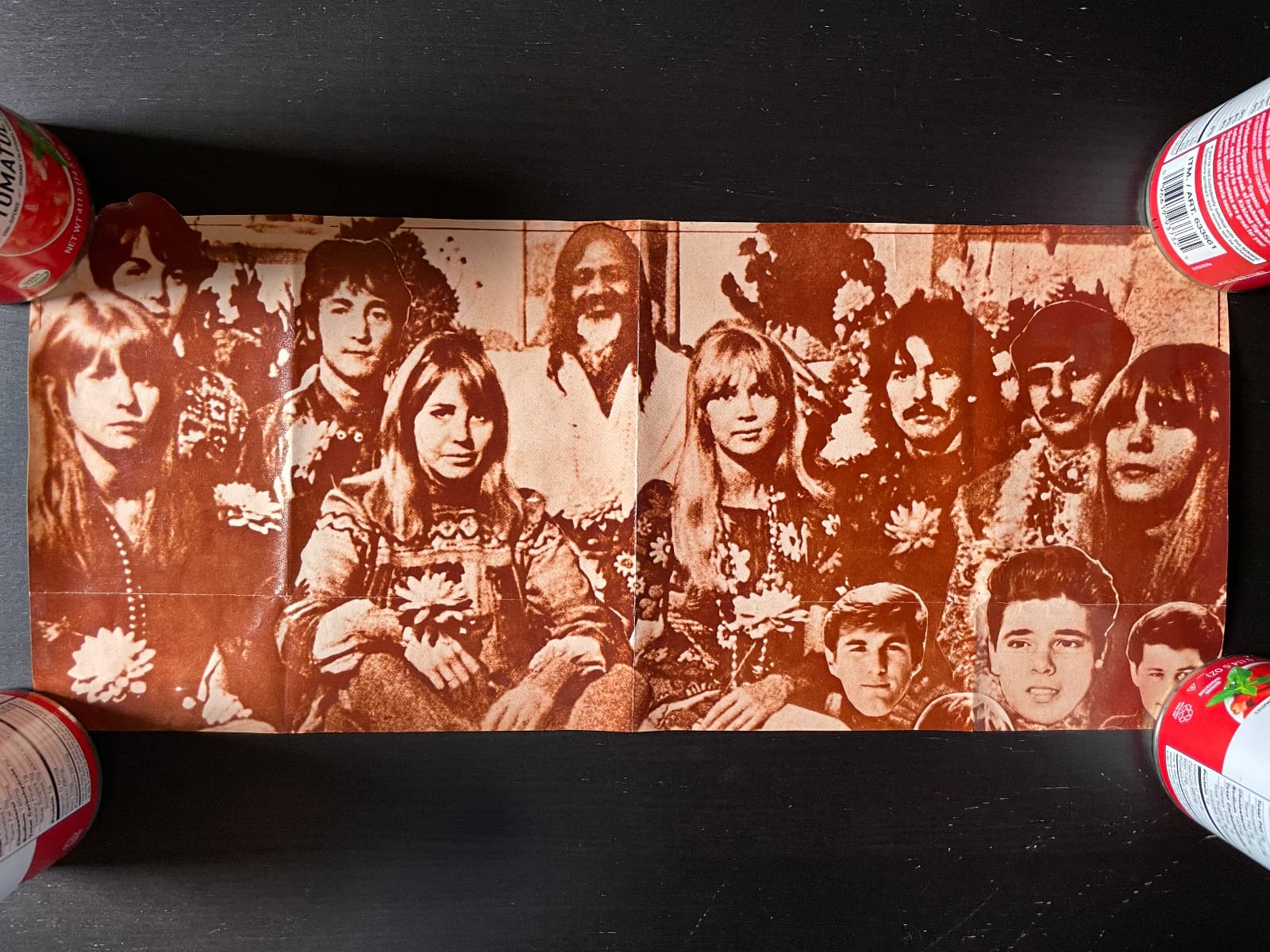 THE BEATLES Vintage 1960s Maharishi w/ Girlfriends & Beach Boys 8x19 Poster ~ VF