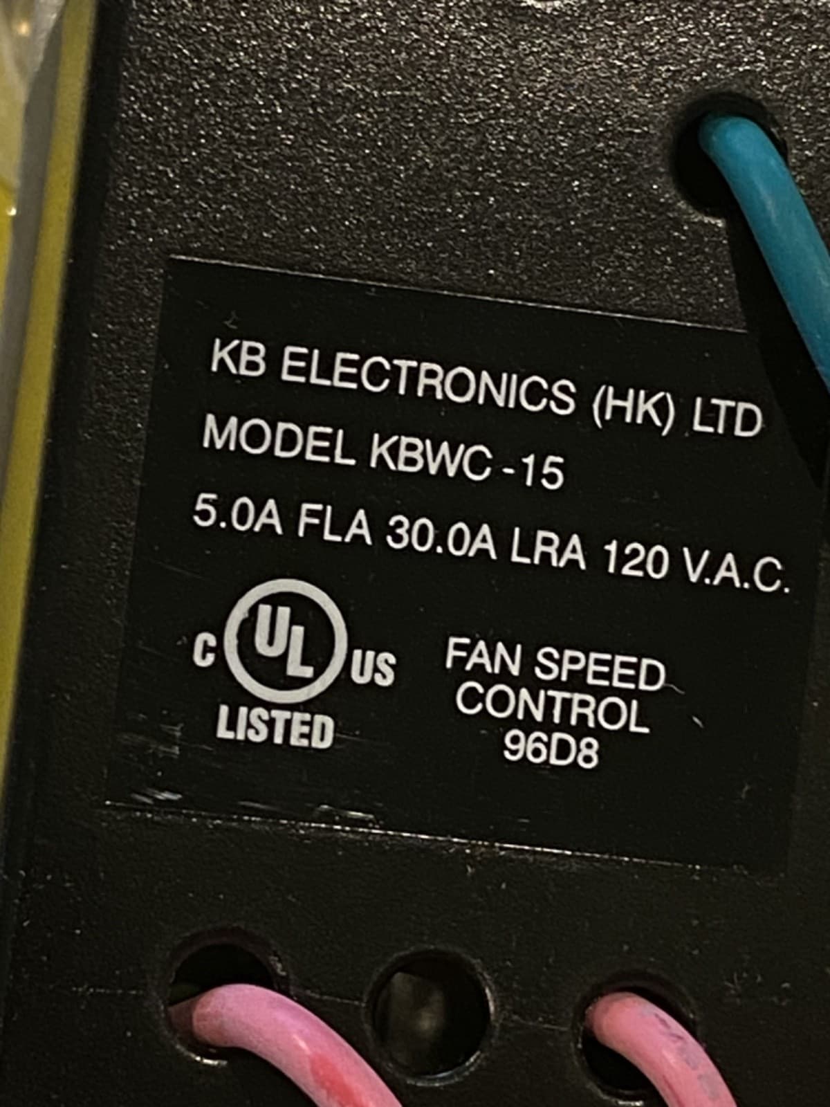 NEW KB Electronics KBWC-15 K Motor Speed Control, 5.0A, 120 VAC, 30.0 LRA 4