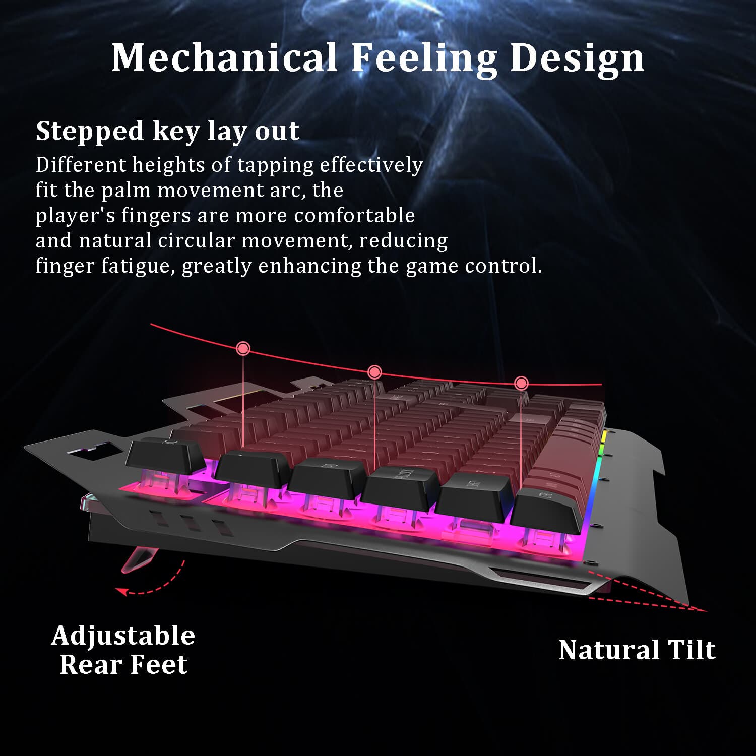 Computer Desktop Gaming Keyboard and Mouse Mechanical Feel Led Light Backlit PC 3