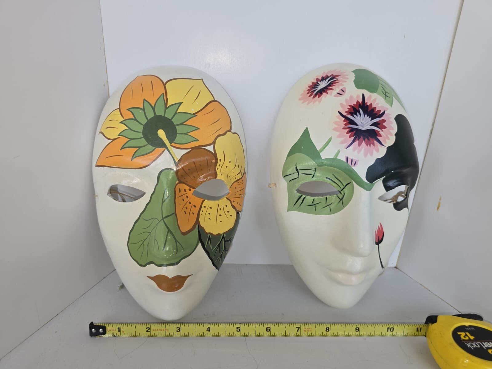 JEN8006  Vintage Ceramic Floral Masks 10"X 6" (Two Incl.) Elastic String on Back 5