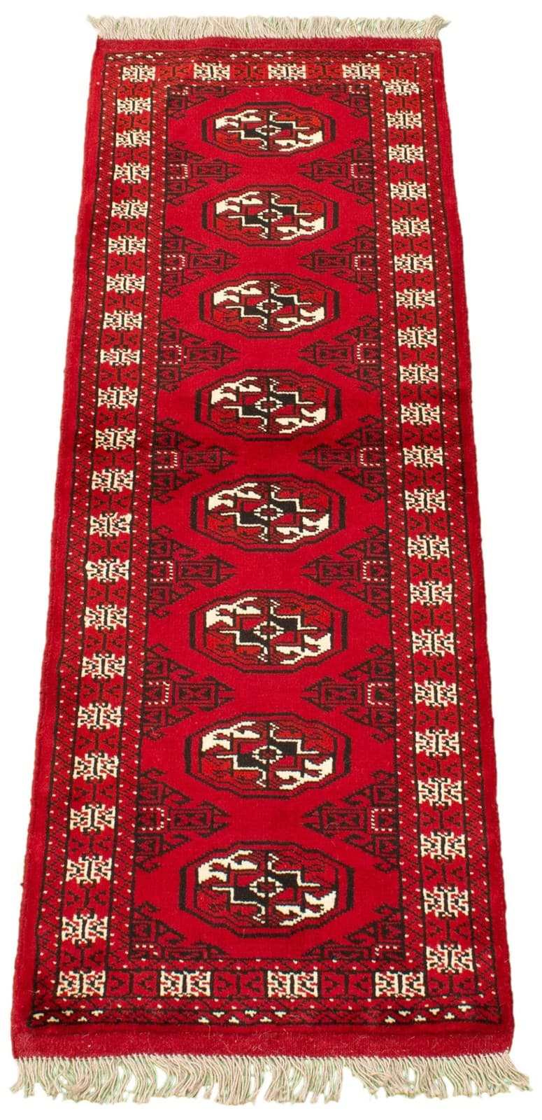 Traditional 2'0" x 6'5" Vintage Bordered Hand-Knotted Carpet Wool Area Rug 3