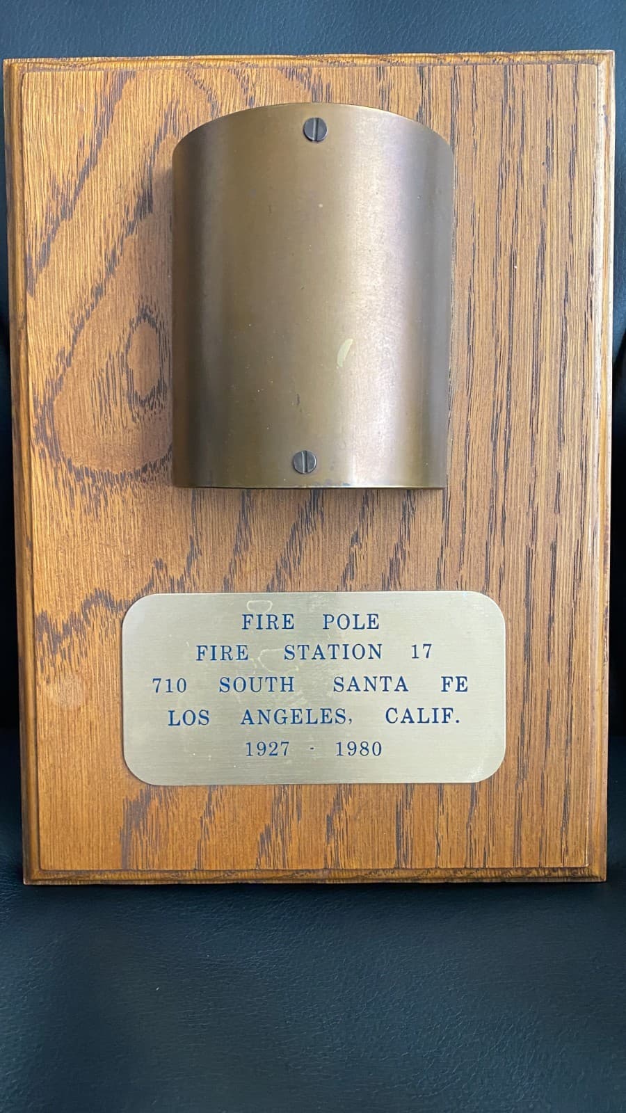 Los Angeles Fire Dept. E N G I N E C O M P A N Y N O. 17 1955 -FIRE POLE on wood