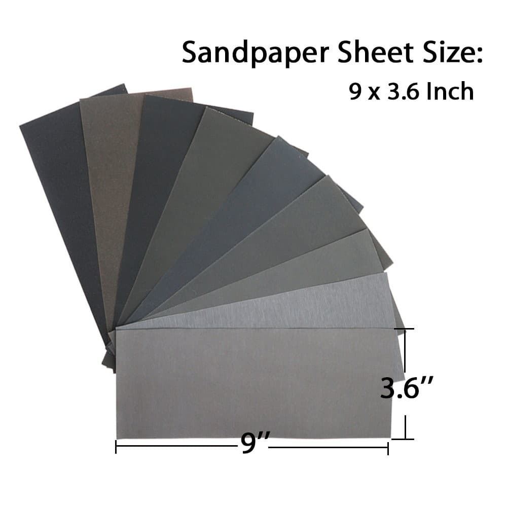 45Pcs Wet Dry Sandpaper, 400/600/ 800/1000/ 1200/1500/ 9*3.6inch, grey  3