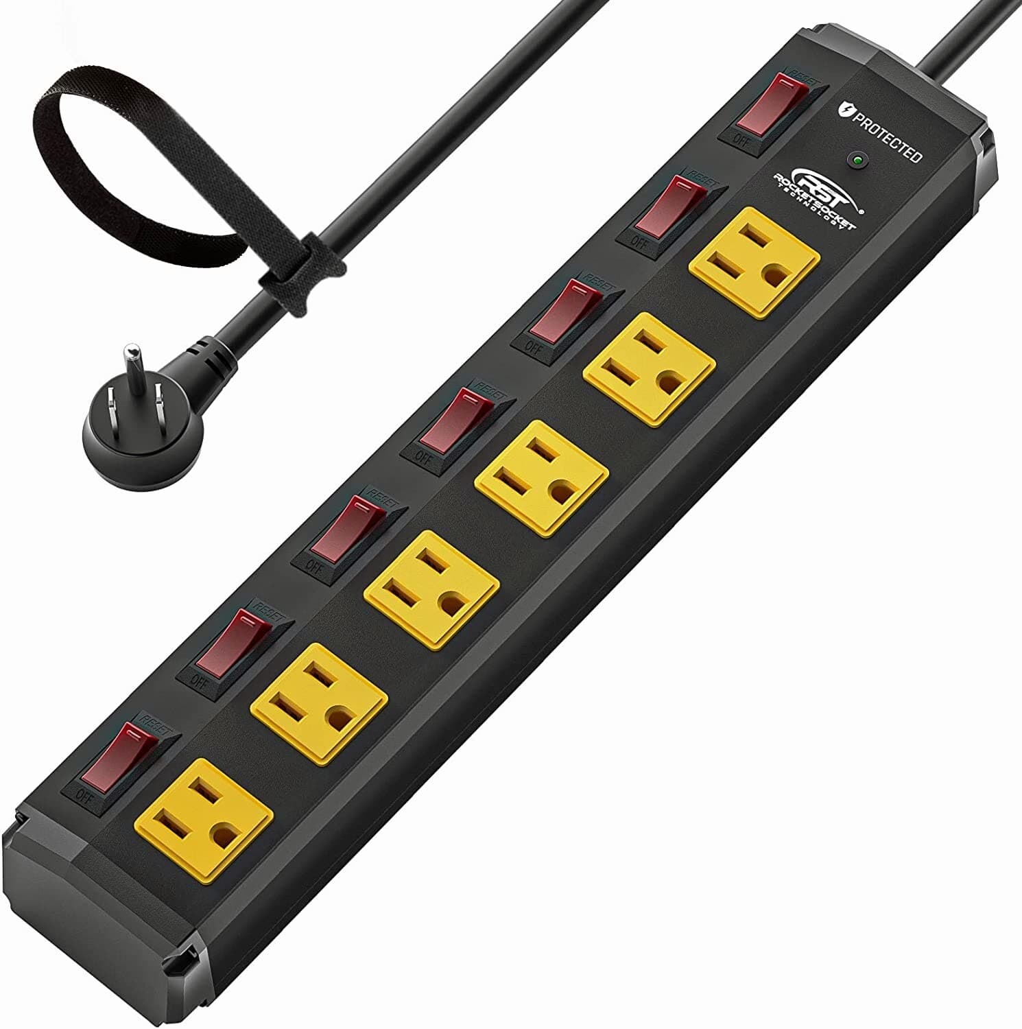 6 Outlet Heavy Duty Power Strips Surge Protector with Individual Switches