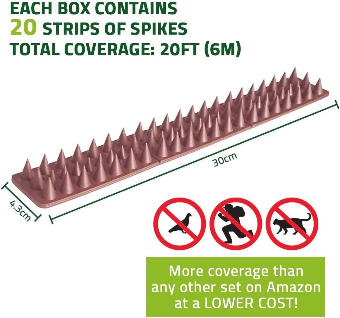 Cat Bird Repellent Spikes Outdoor Fence Security Plastic Deterrent Climb Strips 4