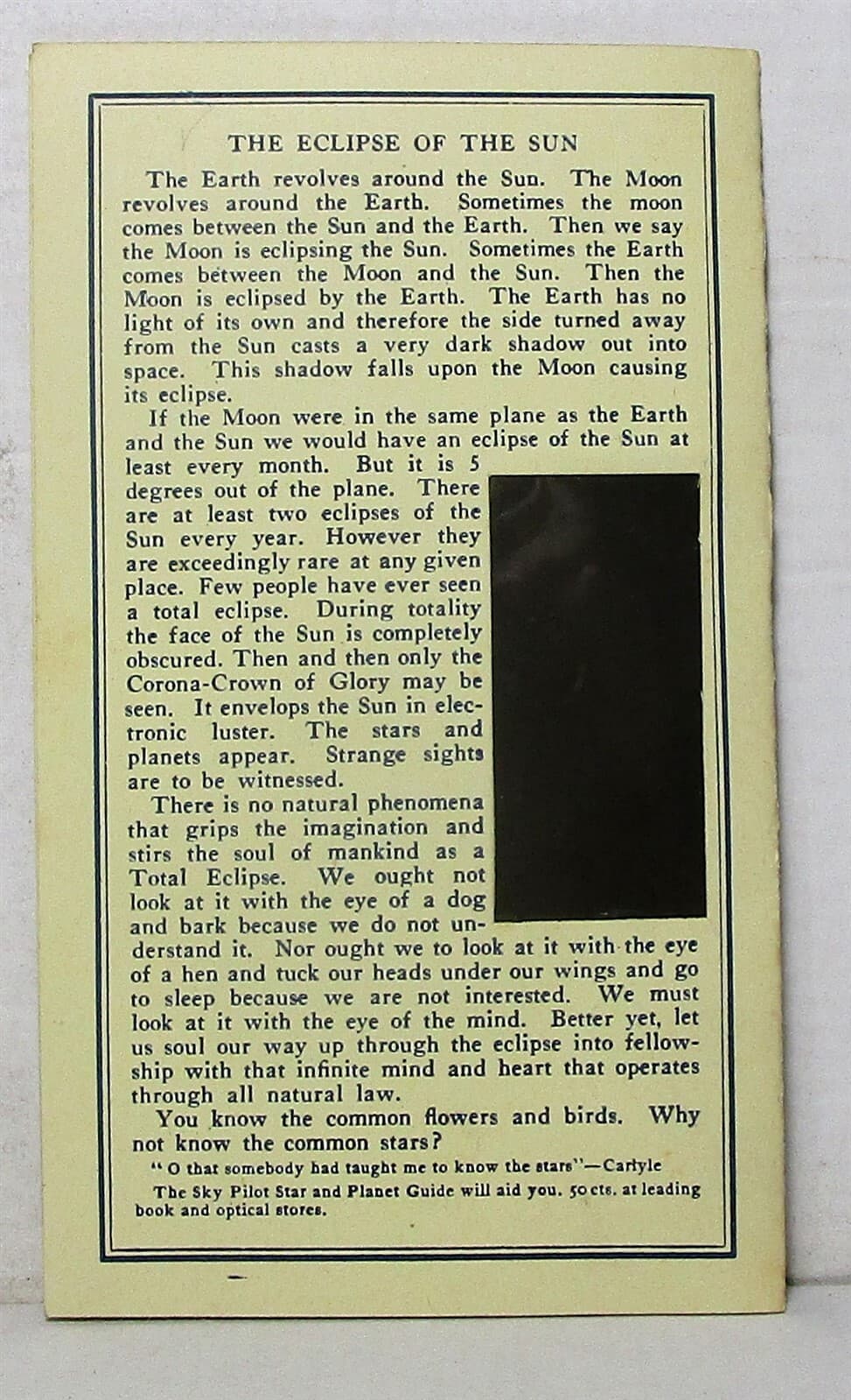 Sol-a-Clipse information card and viewer for 1925 solar eclipse 3