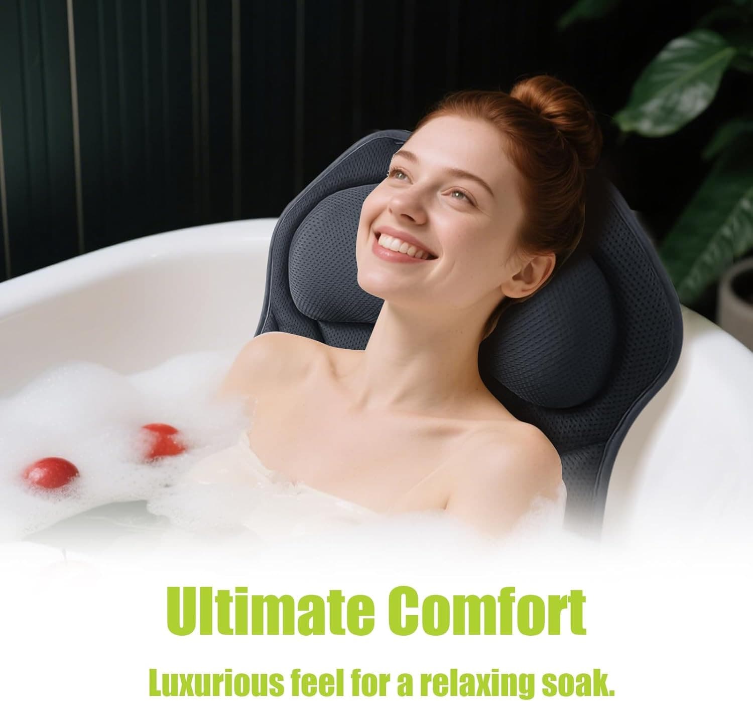 Full Body Bath Pillow for Tub - Extra Long & Thick Tub Pillow with Head, Back & 4