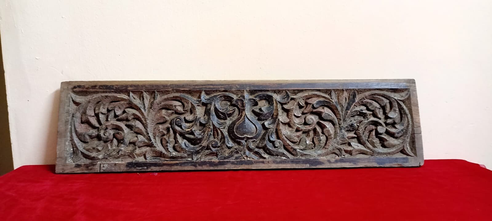 Hand Carved Teakwood Floral Plaque Pillar Door Window Antique Vintage Wall Panel 3