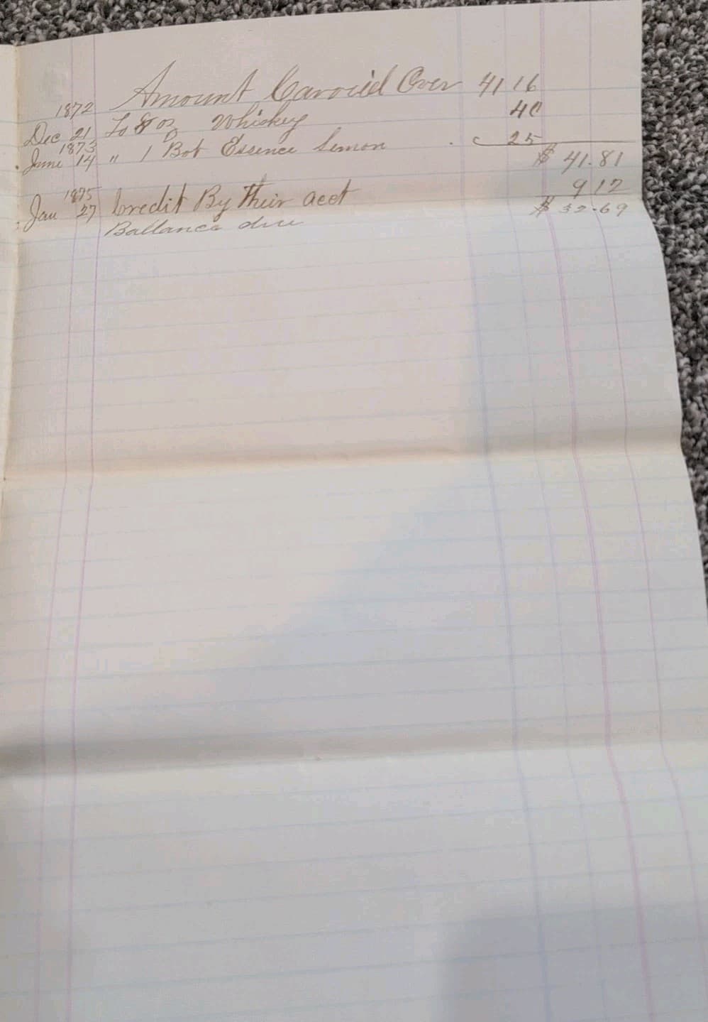 1874 Wilmington Ohio Ledger Pages – Drake & Millikan Merchant Whiskey Sales 5