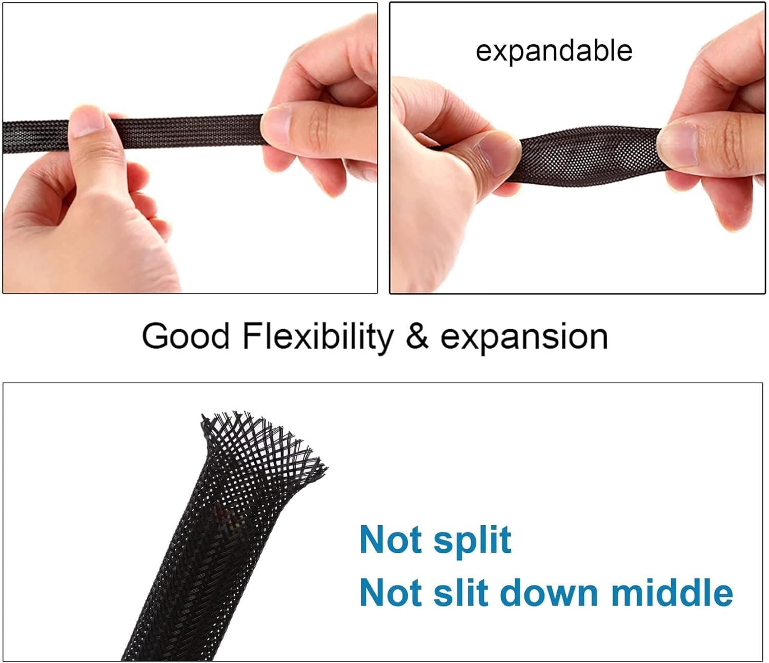 ALL SIZES & COLORS 5 FT - 100 FT. Expandable Cable Sleeving Braided Tubing LOT 6