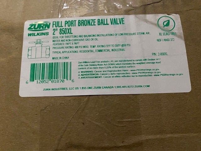 ZURN 2-850XL 2" Full Port Ball Valve (Lead Free)