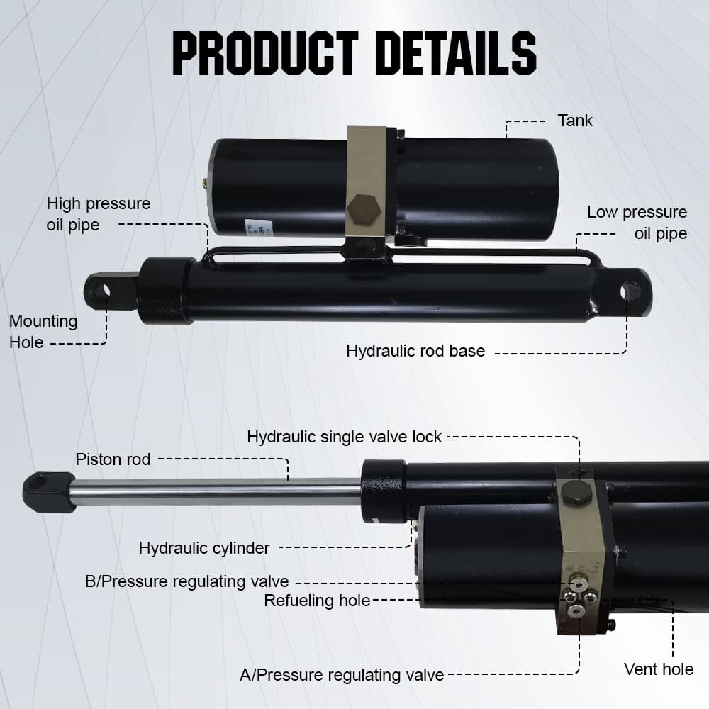 DC 12V Hydraulic Linear Actuator 12" Stroke Length 1700lbs Linear Actuators 2