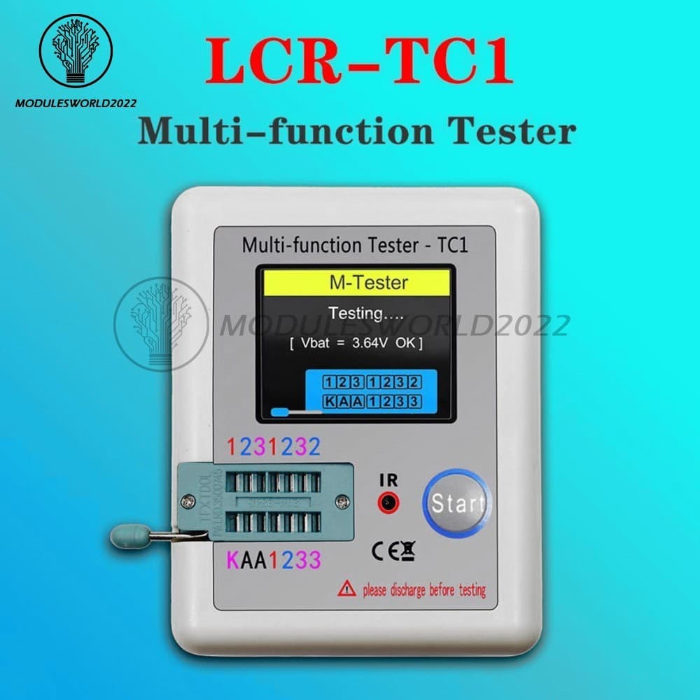 LCR-TC1 Transistor Tester Diode Triode ESR LCR Capacitance Meter NPN MOSFET US 6