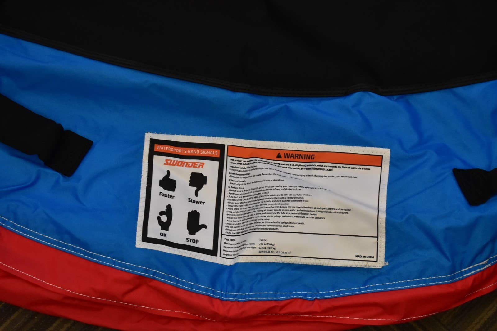 Swonder Newport2 Towable Tube For Boating 2 Person Ride 65" Dia Foam Filled 4