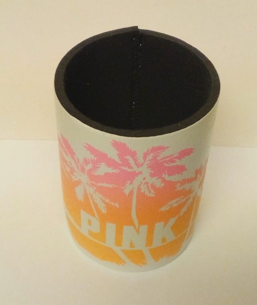 Victoria's Secret PINK Logo Palm Tree Orange Koozie Drink Holder 5
