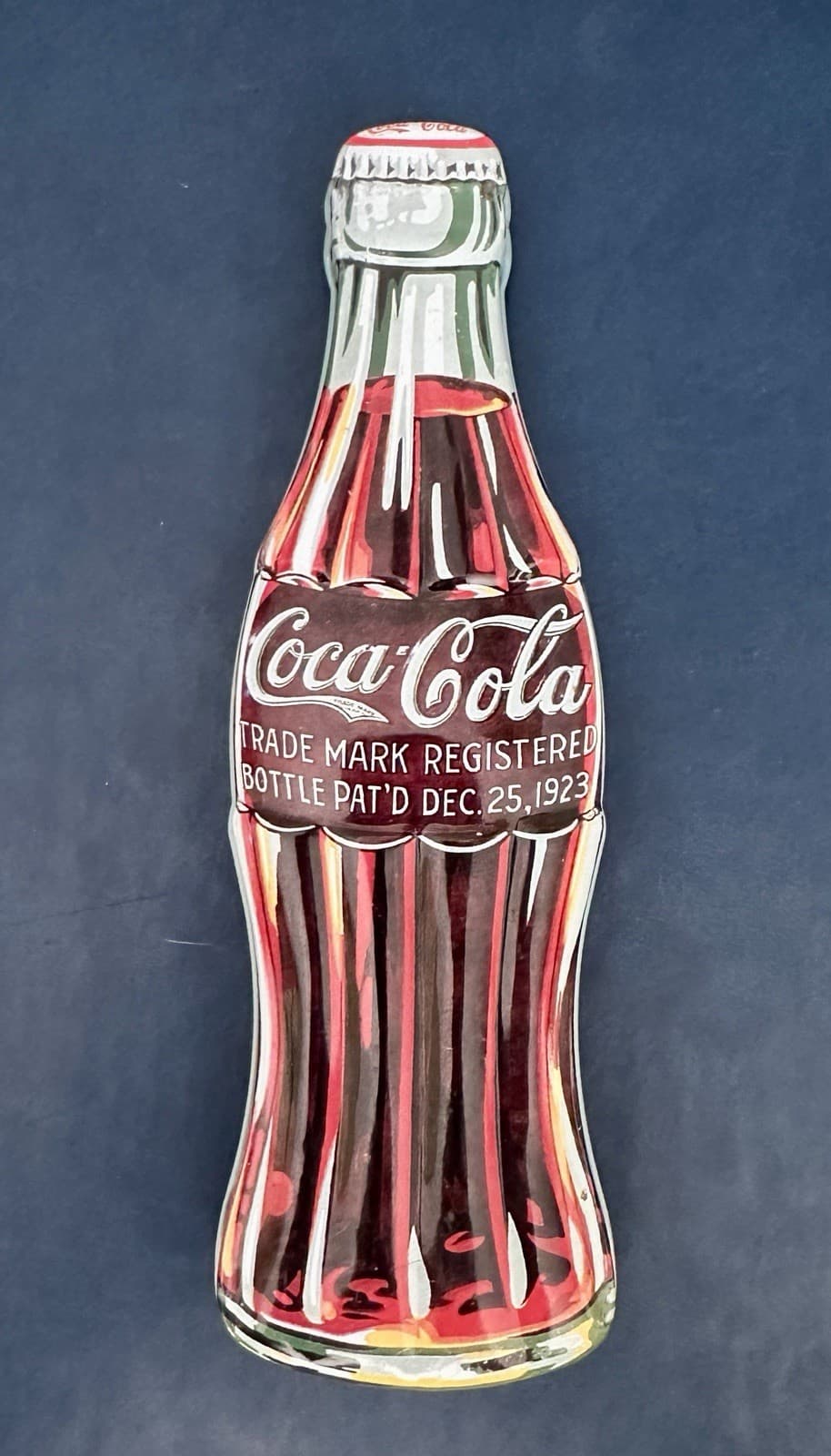 Collectible 1996 Coca Cola Tin Embossed Coke Bottle Shaped Container Stash Box