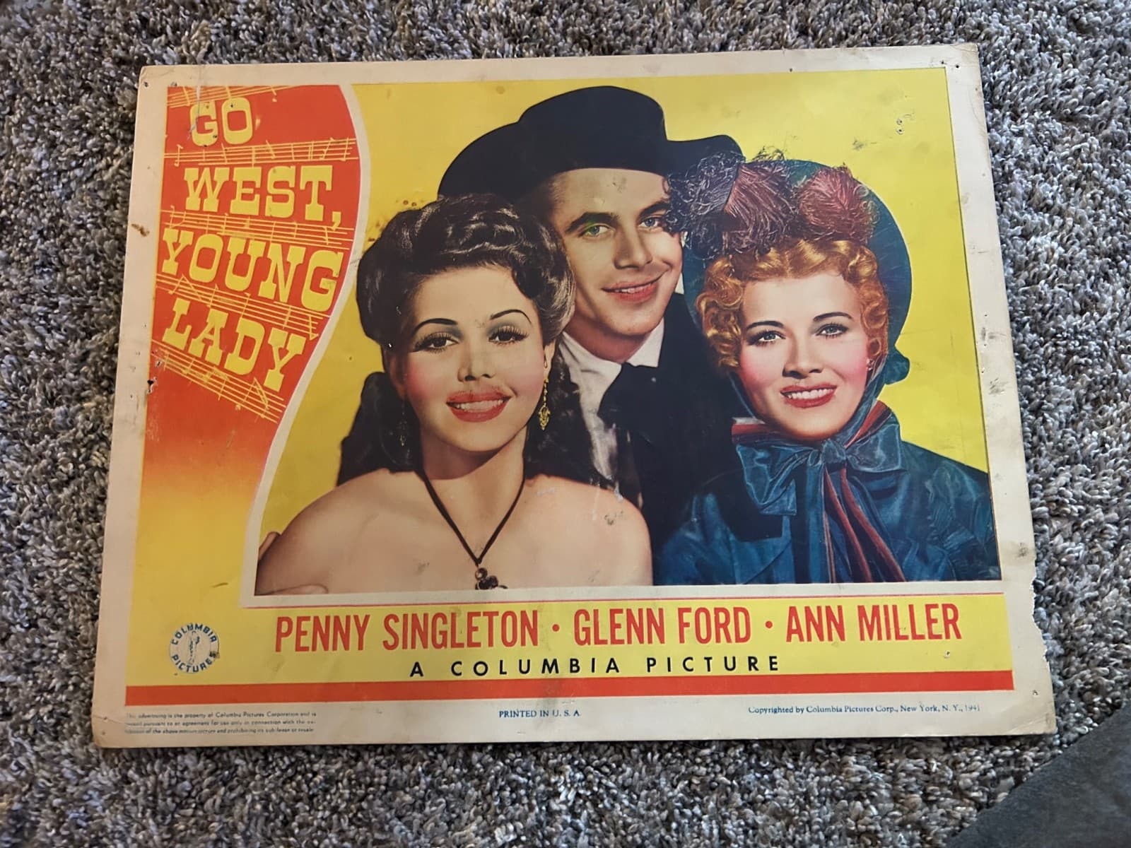 Vintage Movie Lobby Cards (2) "Go West, Young Lady" 1941 Glenn Ford 2
