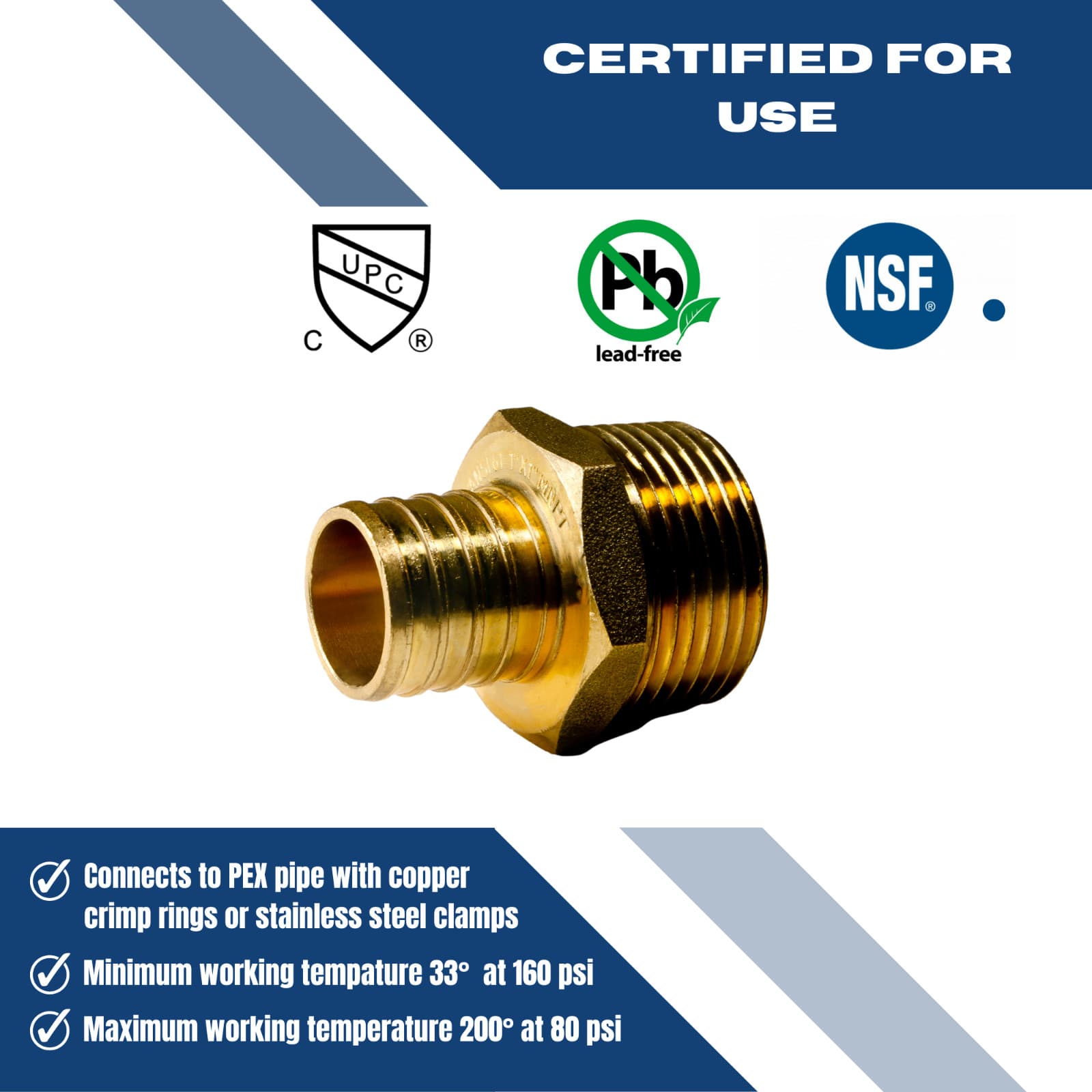 25 Pcs XFITTING 1" Pex x 1" Male NPT Threaded Adapter, Lead Free Brass 4
