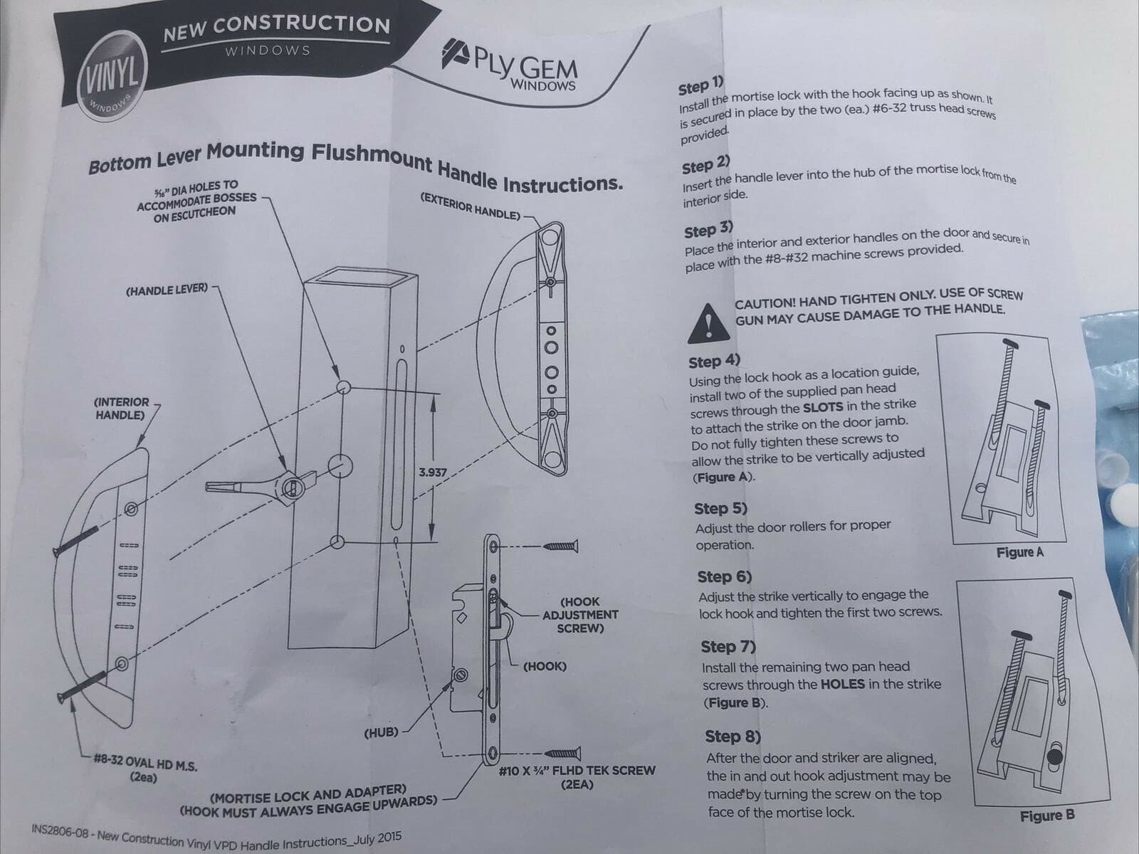 Sliding Glass Patio Door Handle Set Non-Keyed Bottom Lever 252891-WH, 2806-30SW 6