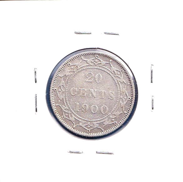 1900 Newfoundland 20 Cents (KM-4) .1402 ASW Silver [gouge on obverse] scarce 2