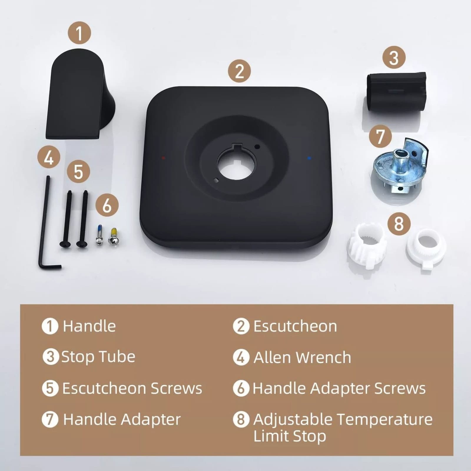 1* Black Stainless Steel Shower Handle Kit Fit For Moen T2471BL Posi-Temp Valve 3