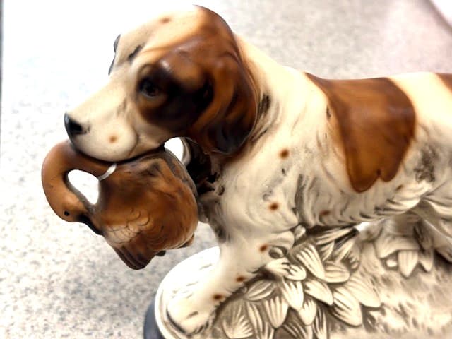 Vintage Springer Spaniel Setter Duck Hunting Dog Statue Signed M. Takai H125B73 2