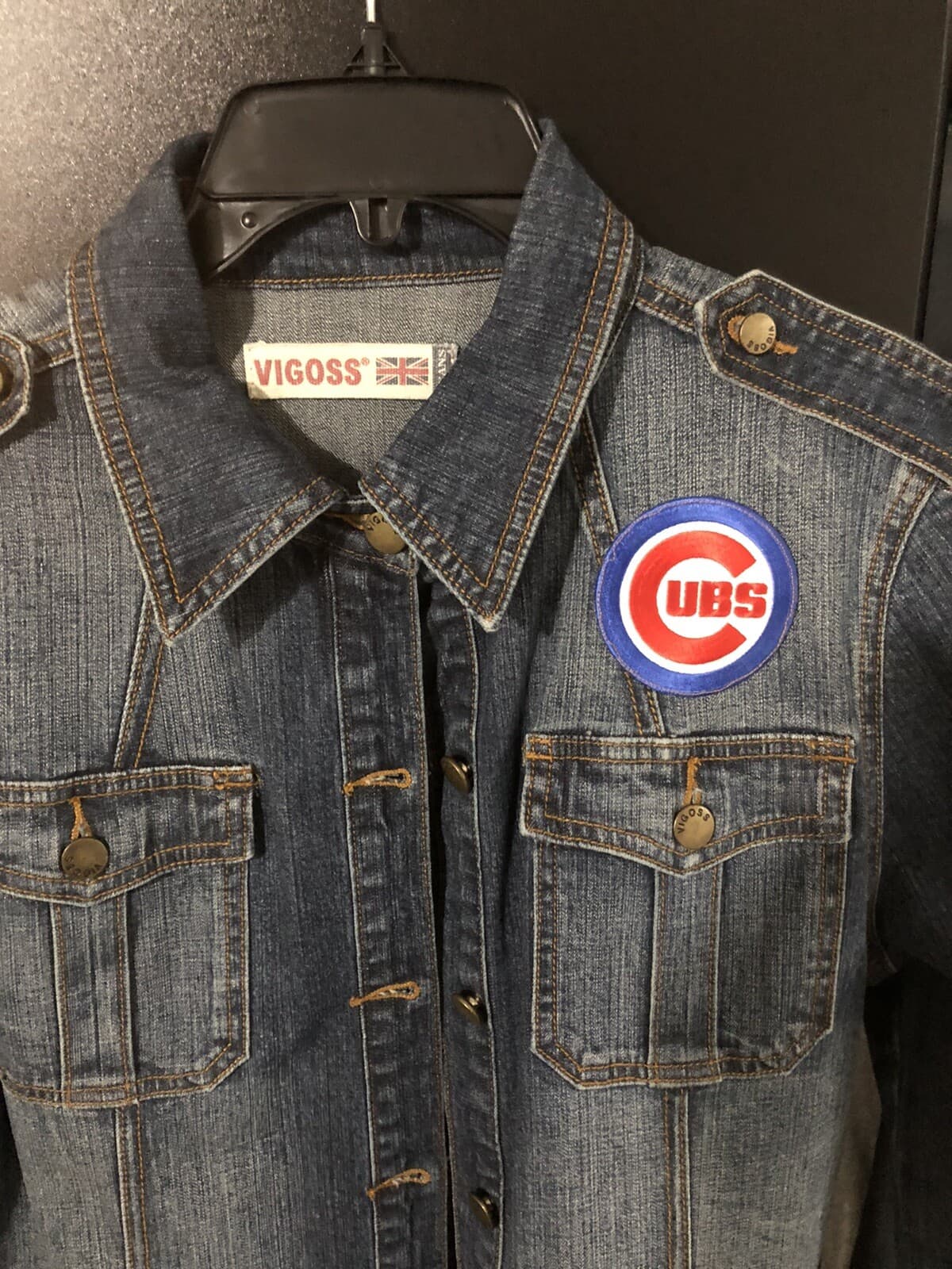 Vigoss Jeans Cubs Adorn Jacket Womens Size Medium Metal Button’s Stretch Pockets 2