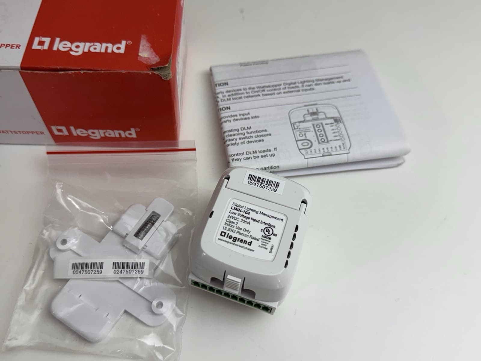 NEW Legrand LMIN-104 WattStopper 24V DC Low Voltage Input Interface 20mA White 2