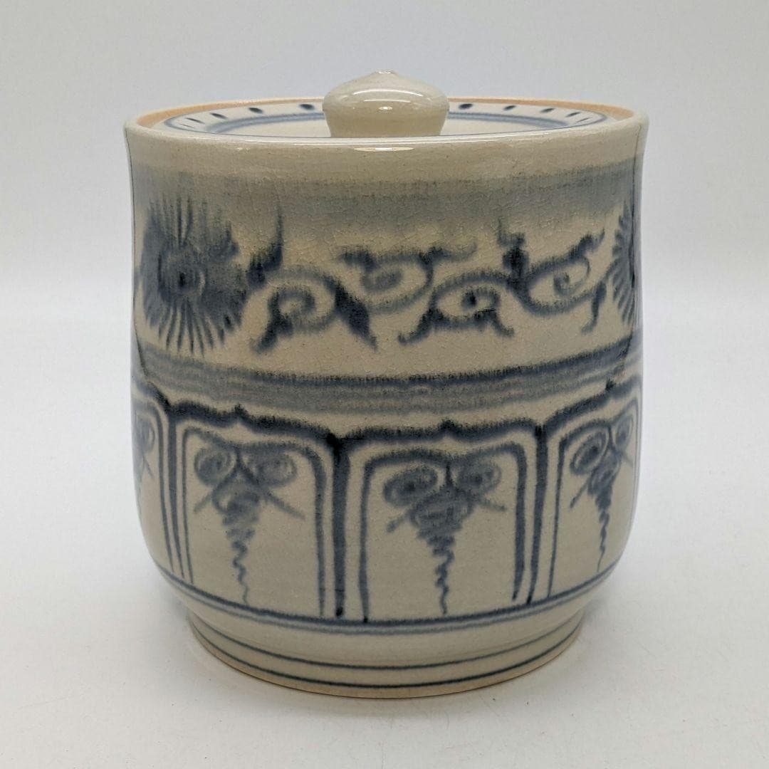 Tozaburo Kato Akazu ware Annan style mizusashi water jar Seto pottery Japan 4