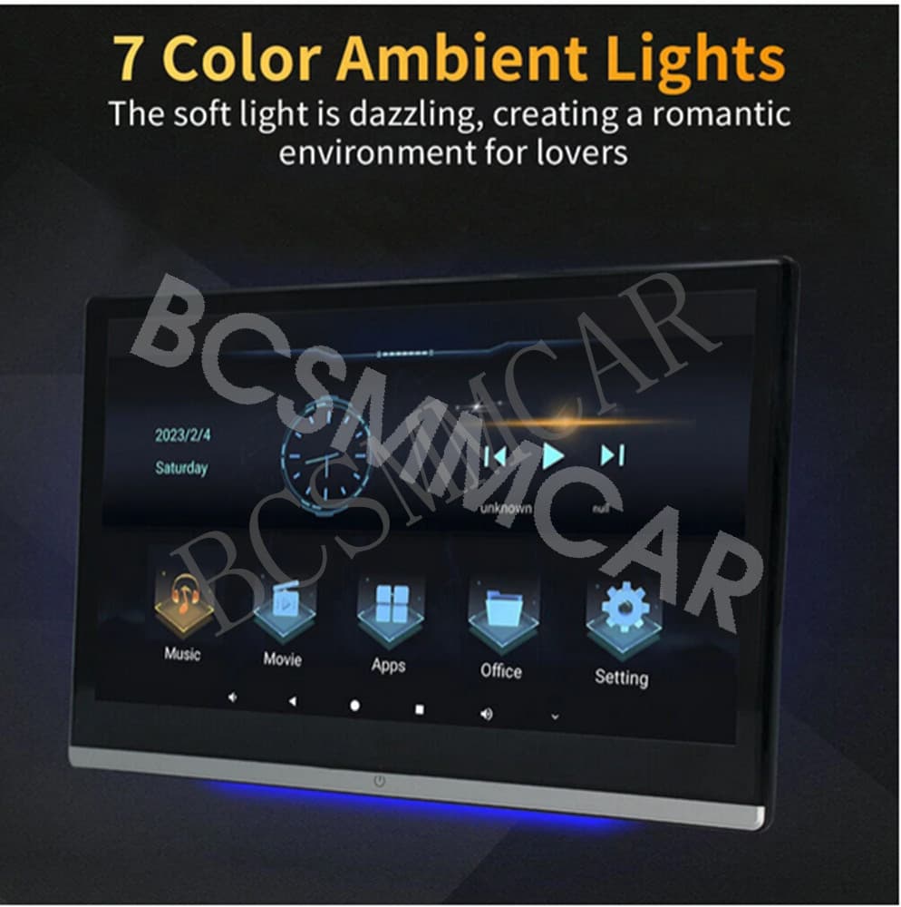 2x Car Headrest Monitor Rear Seat Entertainment TV Video Player IPS Touch Screen 4