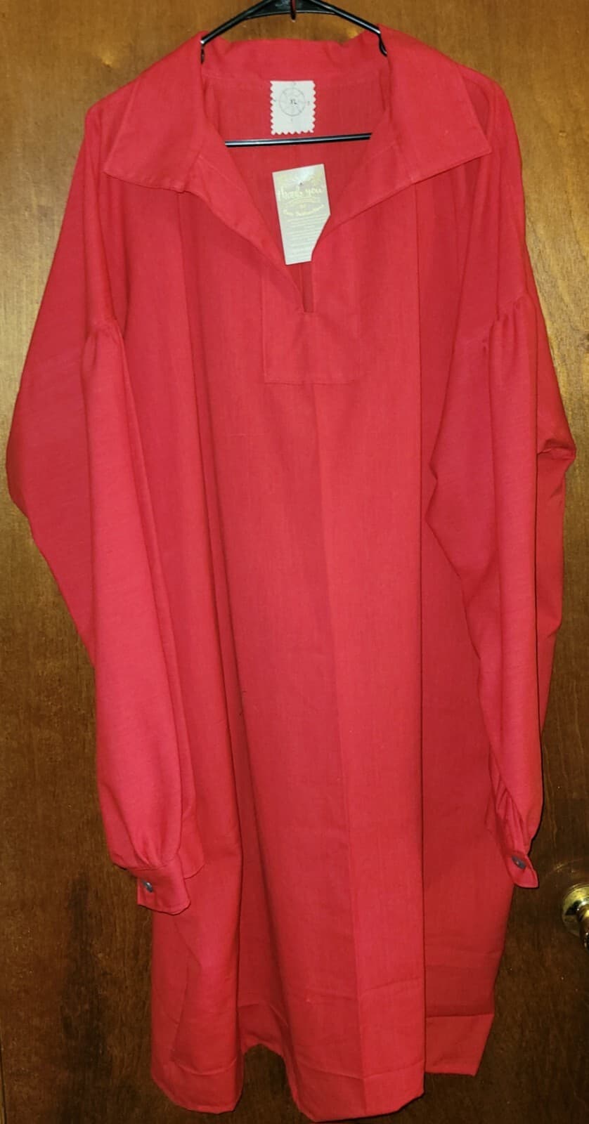 Mountain Man, Longhunter, Reenactor Shirt, Red Homespun , XL