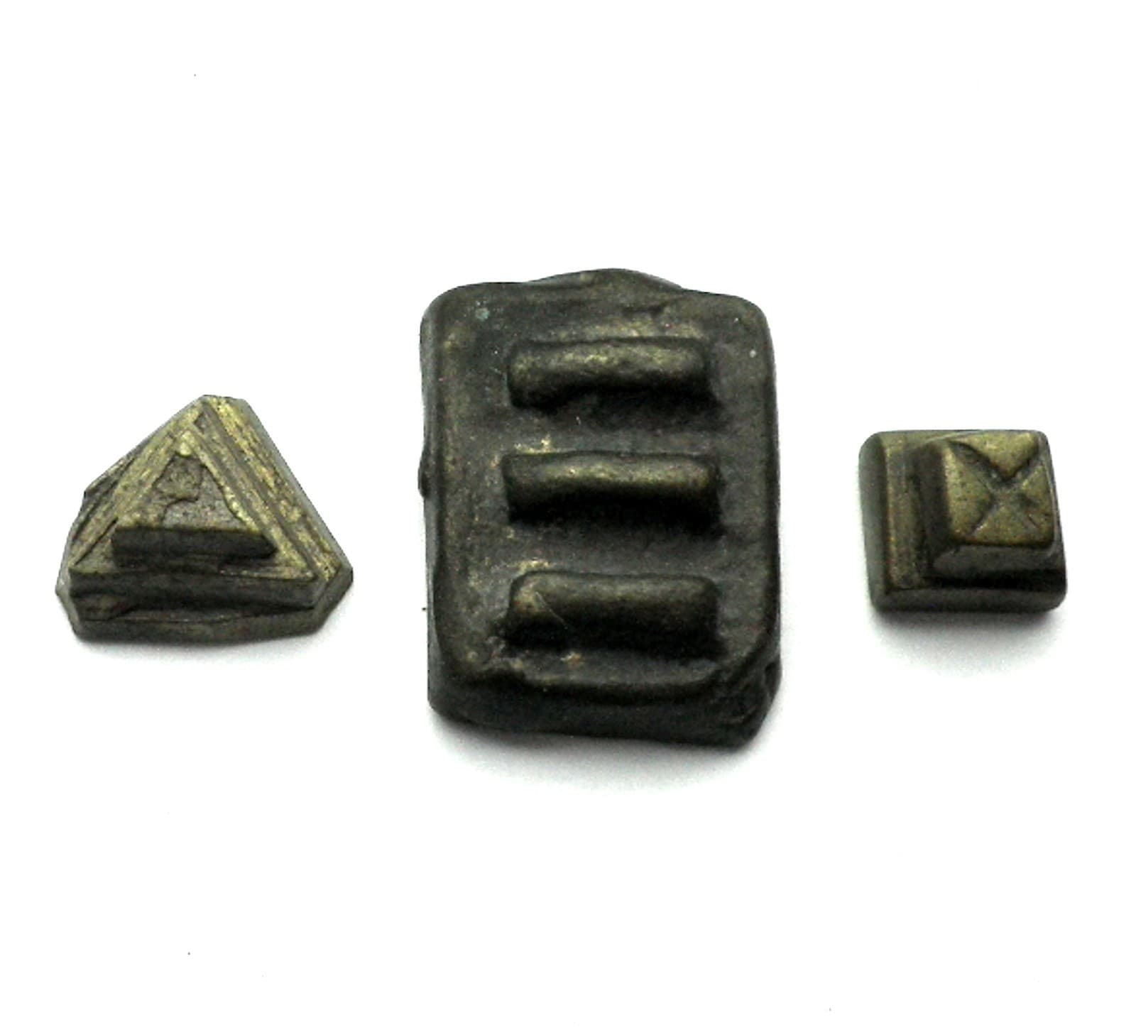 3 BRASS AFRICAN ASHANTI AKAN GEOMETRIC GOLD WEIGHTS 1400-1720 AD 27.6g. Lot 14 2