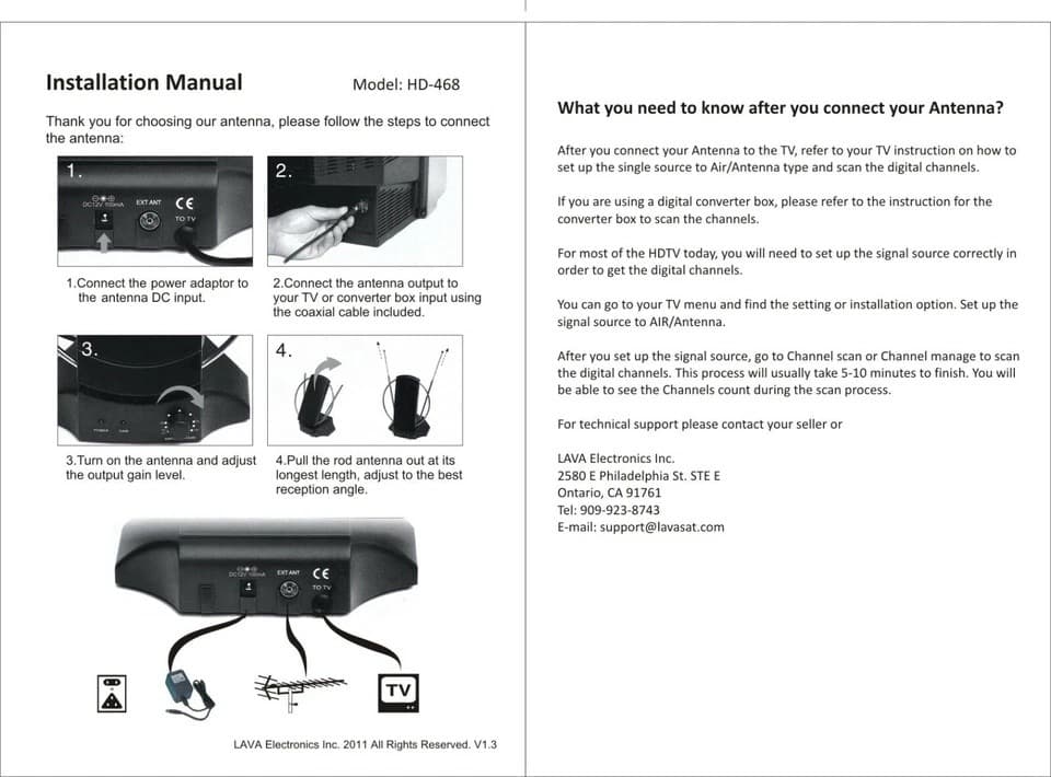 Indoor Digital TV Antenna Table Amplified Signal Booster HDTV UHF VHF FM 3