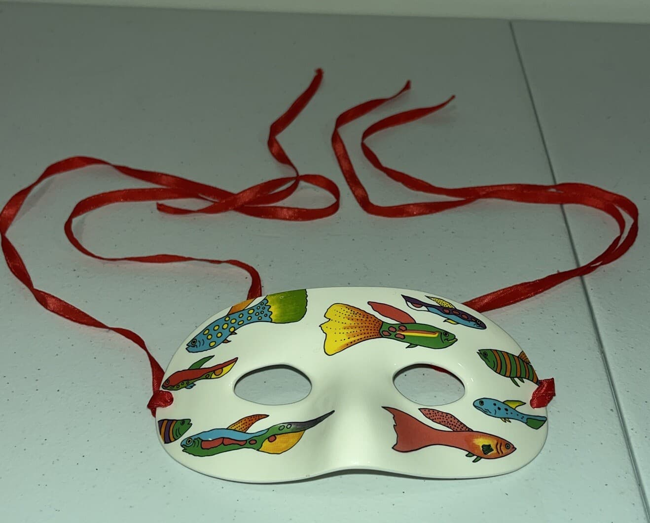 1981 Candace Loheed Painted Ceramic Fish Print Mask Vandor Made In Japan Nice 2