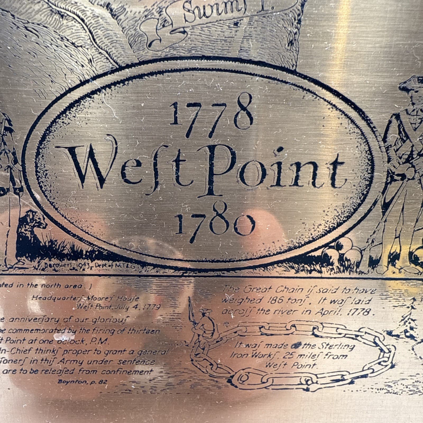 Vintage Coppercraft Copper Etching Map 1778 – 1780 West Point – Framed Art 2