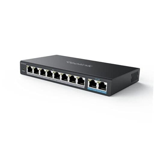  PoE Switch with 8 PoE and 2 Gigabit Uplink Ports, Ideal for  RLN36 NVR and 