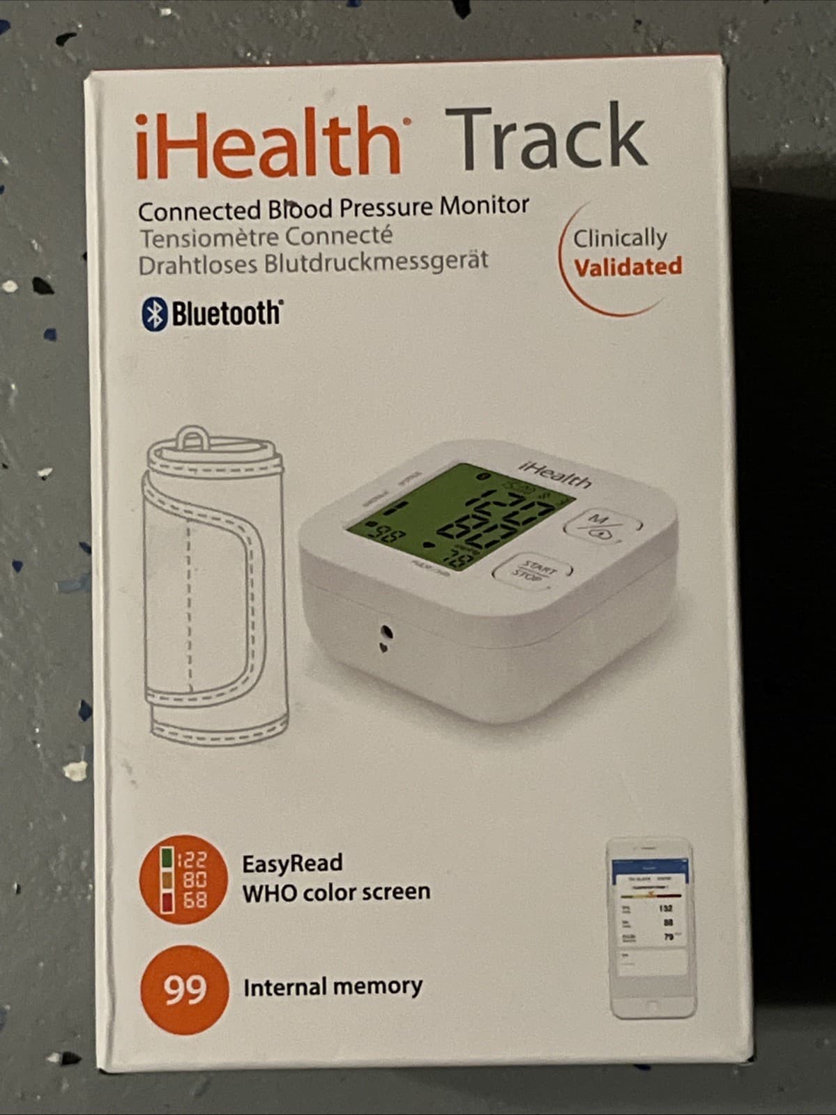 iHealth Track Connected Blood Pressure Monitor Wireless Bluetooth KN-550BT-STD
