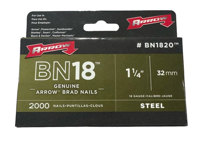 Arrow Fastener BN1820 Genuine 1-1/4" Brad Nails 18 Gauge 2000 Pack