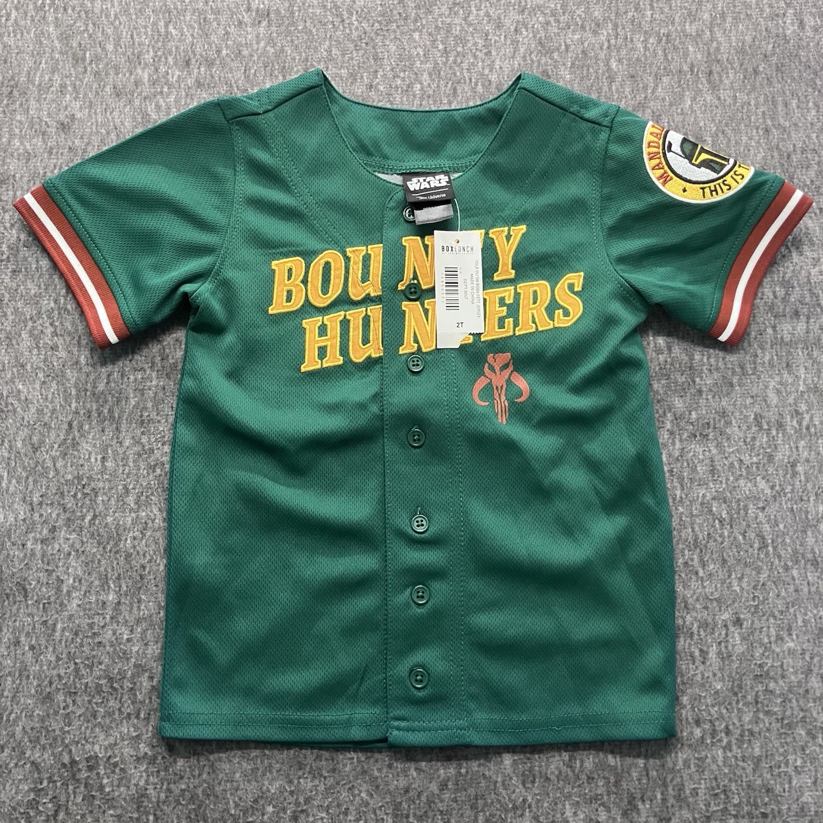 Star Wars The Mandalorian Bounty Hunters Boba Fett #5 Baseball Jersey 2T Toddler