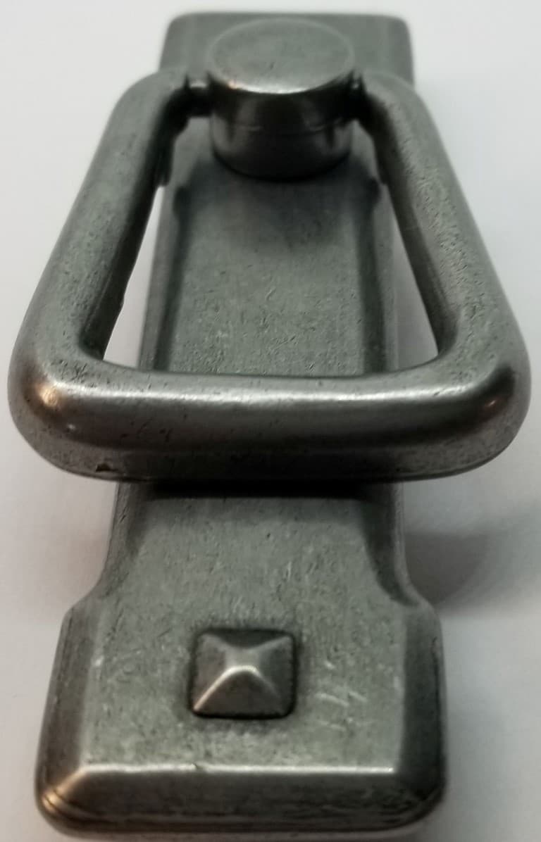 PEWTER SILVER VERTICAL Mission Style Drawer Pull patina rustic vintage old zinc  2