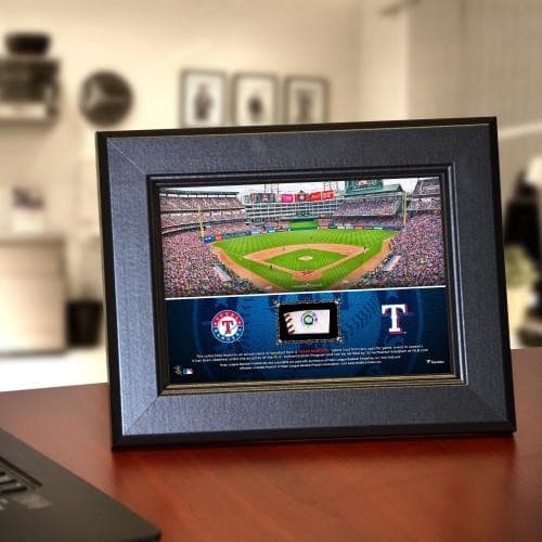 Texas Rangers Framed 5x7 Stadium Collage w/a Piece of GU Baseball 2