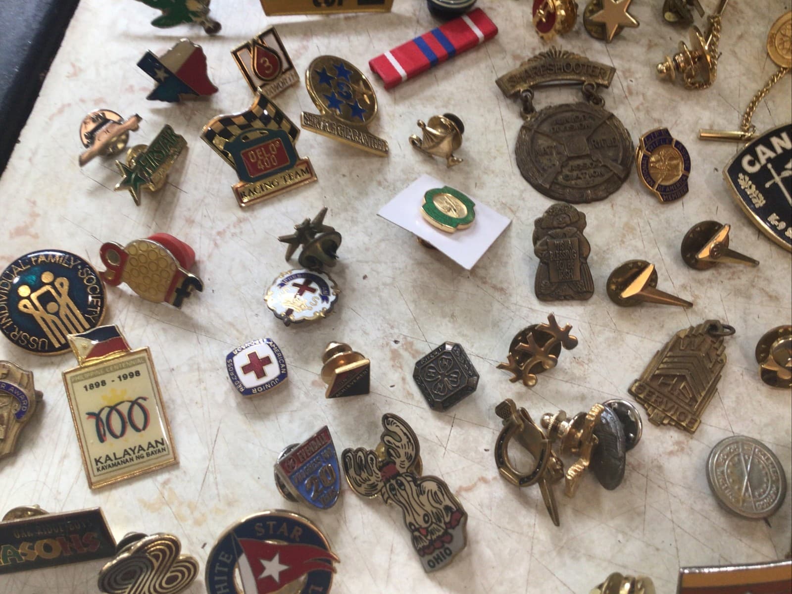 Mixed Lot Of 100 Pins, Metals Or tie Tacks- Different Genre- Military, States….. 3