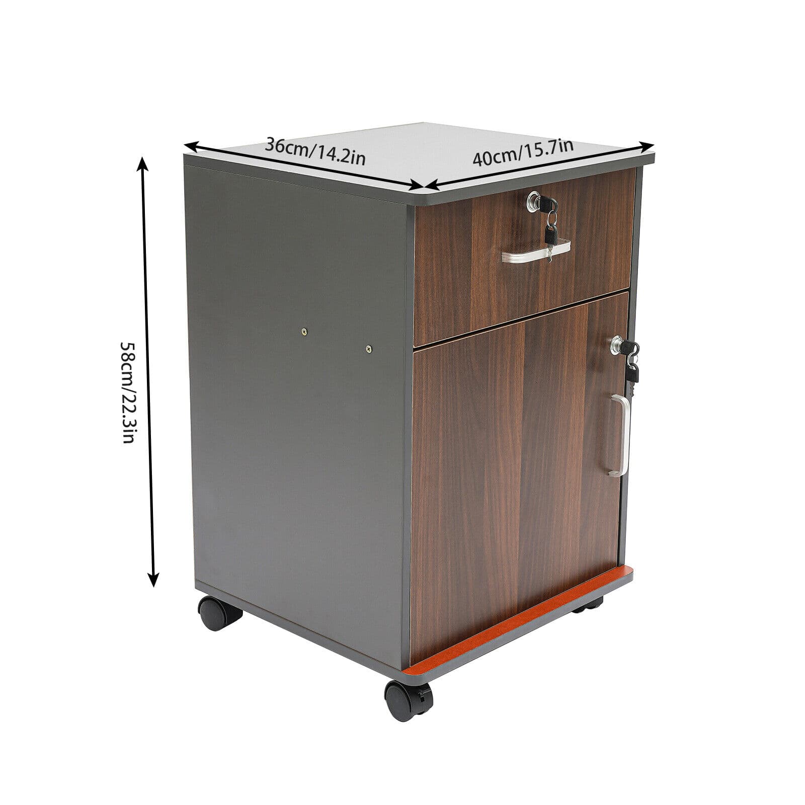 2-Tier Mobile File Cabinet Under Desk Metal Filing Cabinet with Lock & Drawer 4