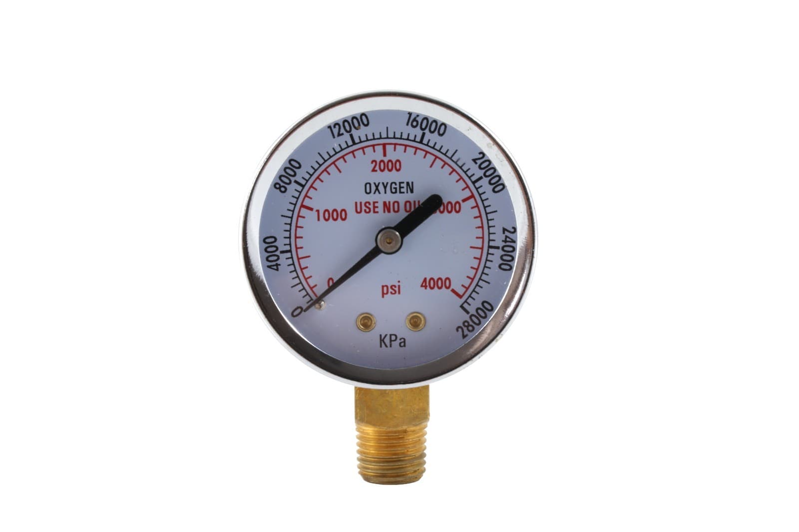High Pressure Gauge for Oxygen Regulator 0-4000 psi - 2 inches - 1/4" NPT