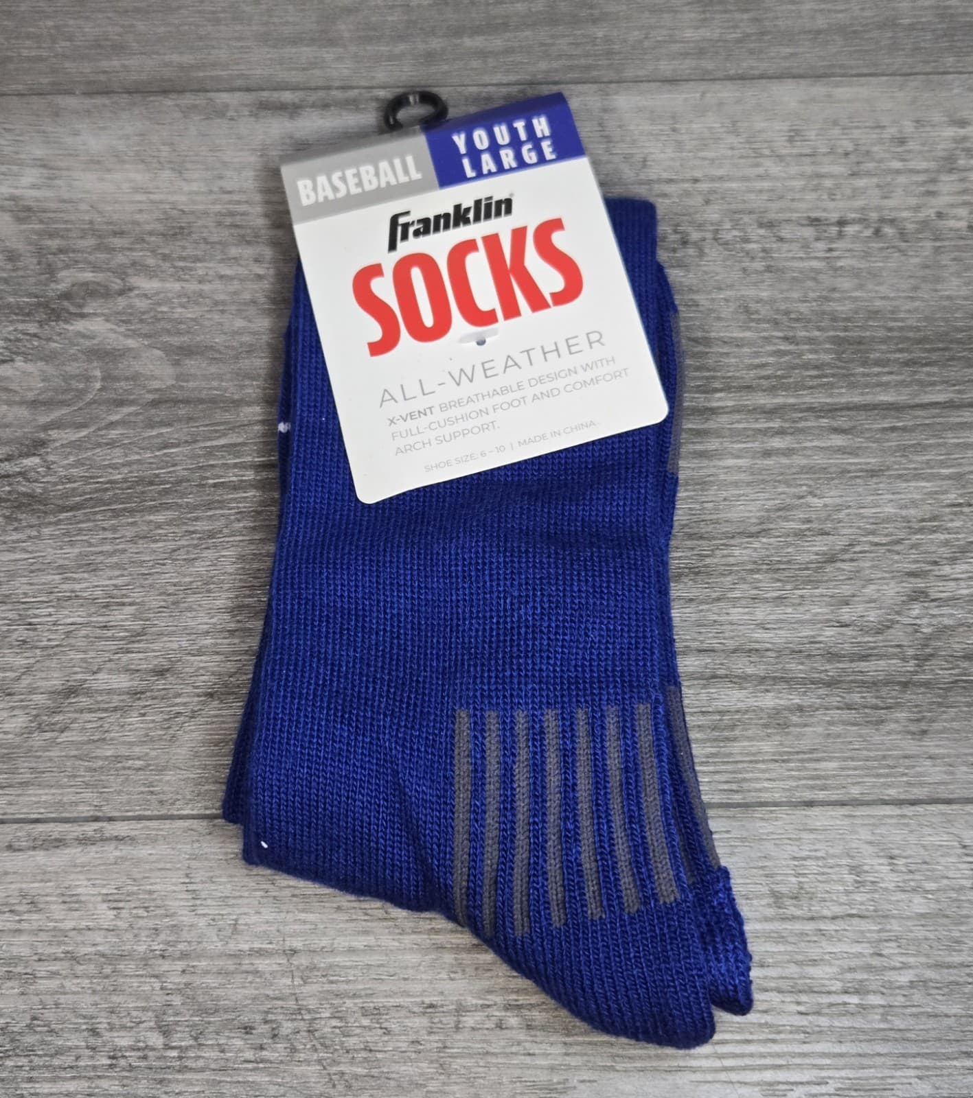 Franklin Youth Large Baseball Socks Royal Blue with Strip Shoe 1 Pair Size 6-10 2
