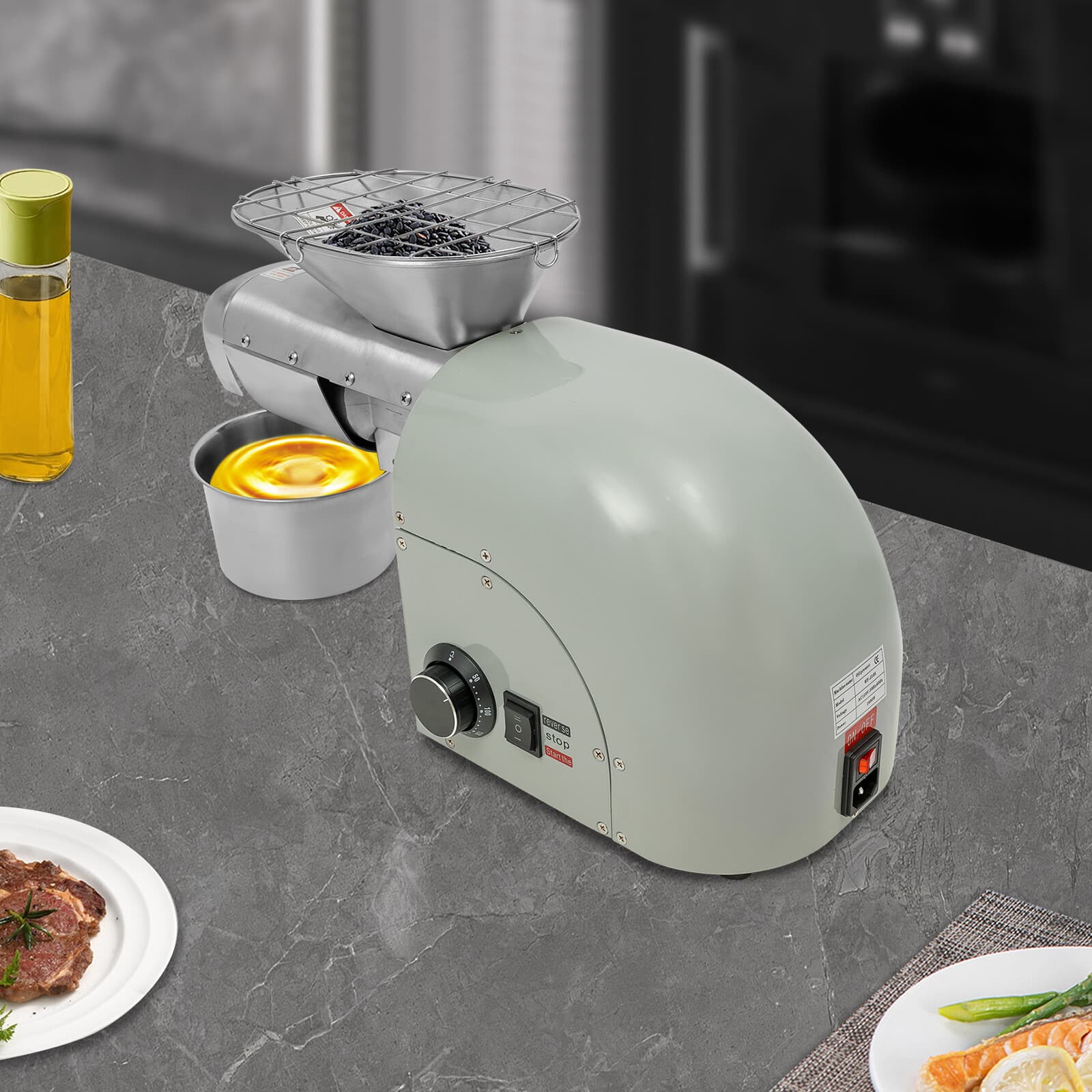 Automatic Hot and Cold Oil Press Machine Stainless Steel Oil Expeller 110V 1800W 5