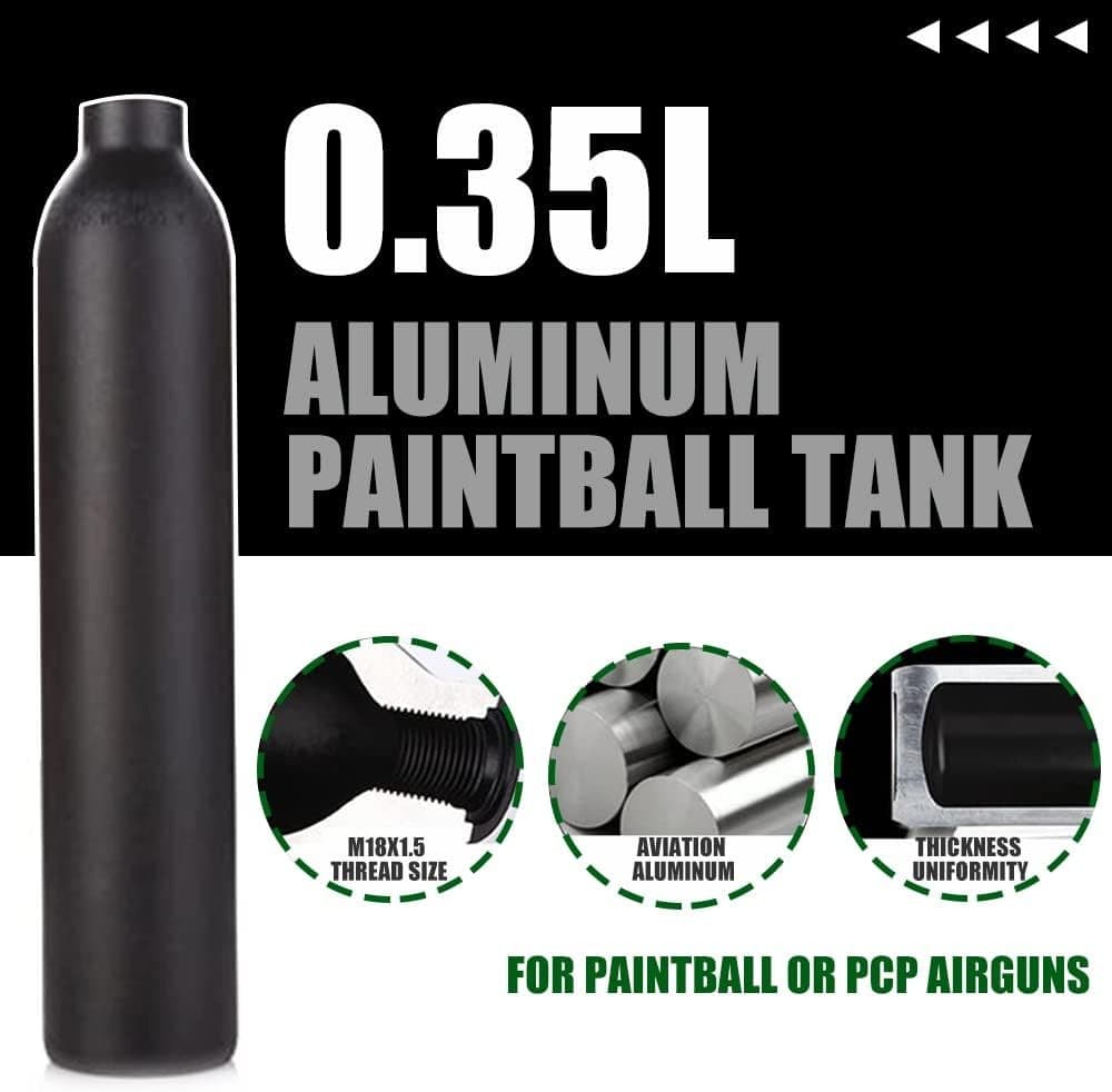 Aluminum 0.35L HPA Air Tank with M18*1.5 Regulator 800 psi for PCP Paintball 3