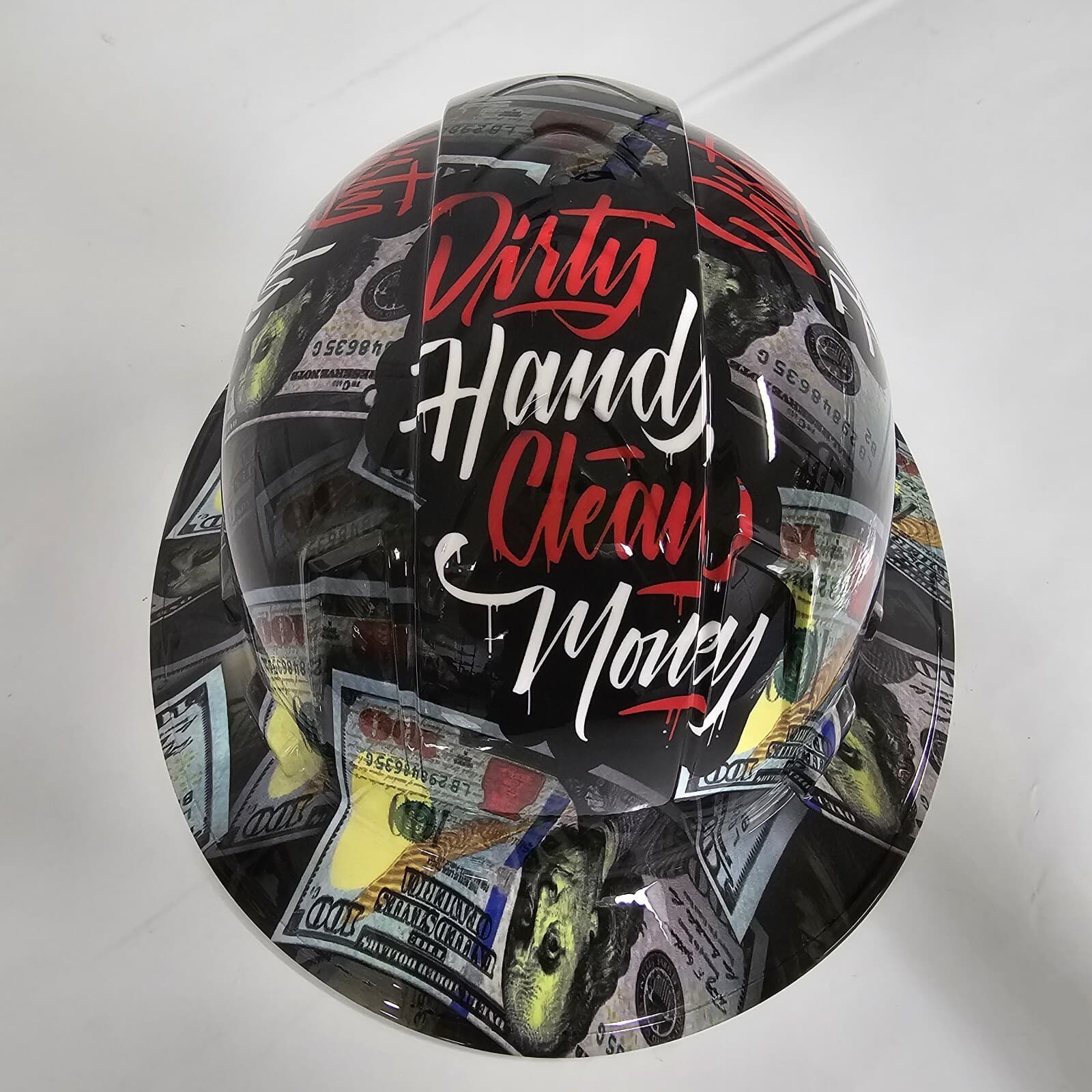full brim hard hat custom hydro dipped IN DIRTY HANDS CLEAN MONEY NEW 4