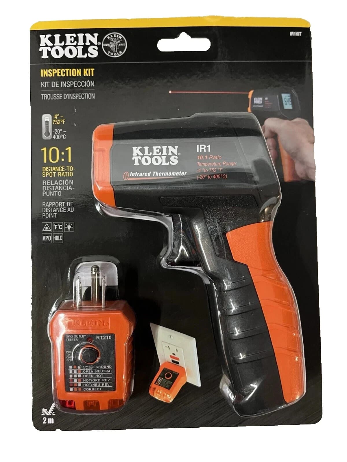 Klein Tools (IR1KIT) Inspection Kit (Infrared Thermometer /w GFCI Tester) NEW