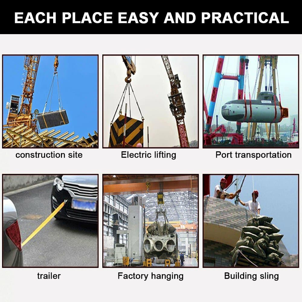 2Pack 6ft x 2in Lifting Sling Straps with Heavy Duty Flat Loops 10000LBS Nylon 6